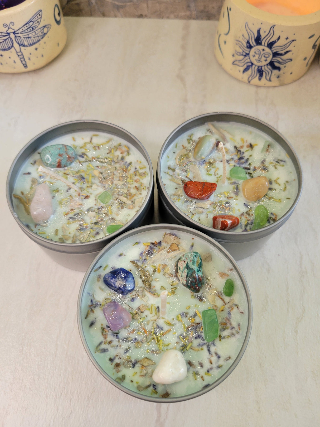 Crystal Chip Soy Candle, Hand Poured Housewarming Gift, 8oz