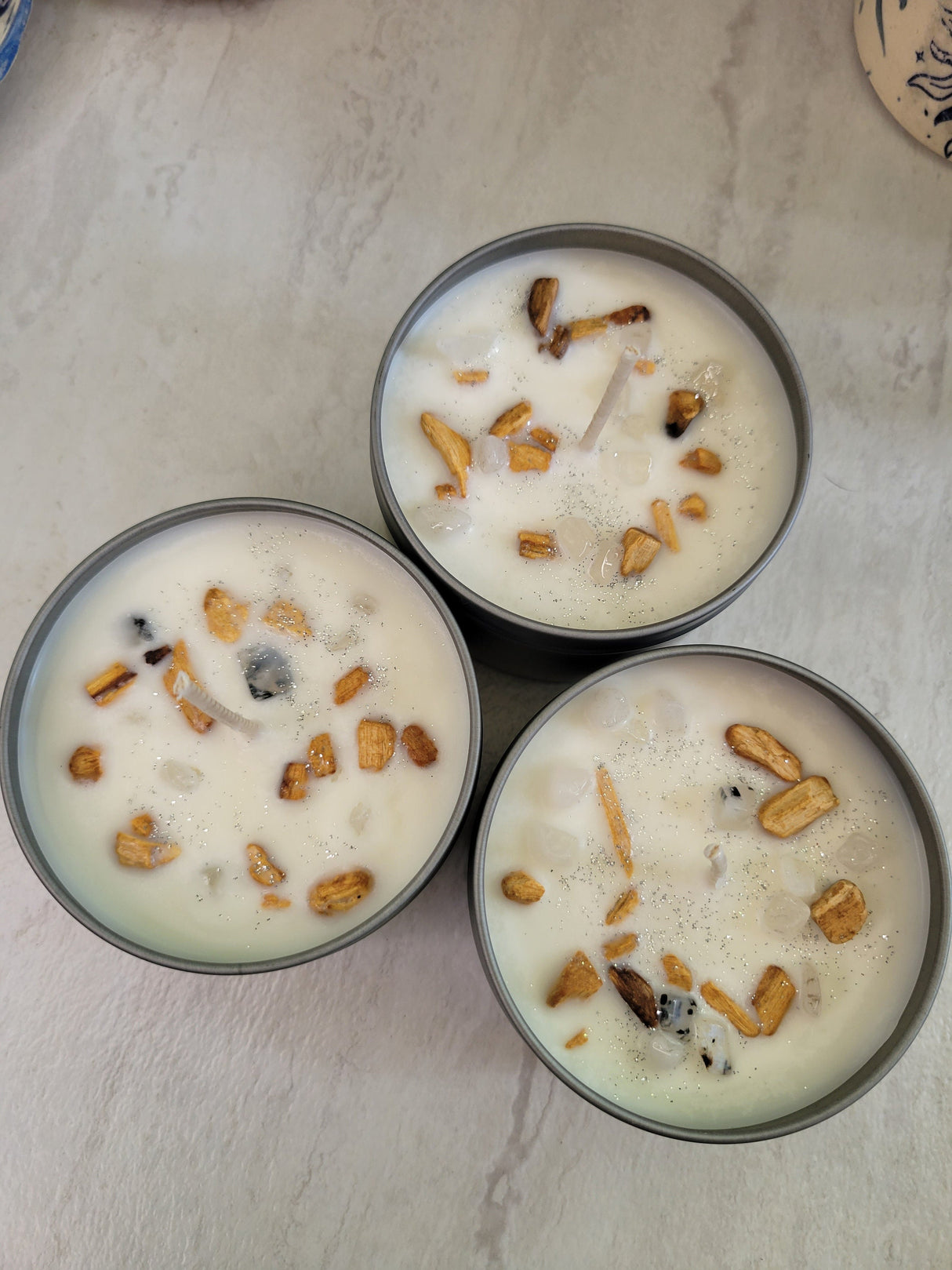 Palo Santo Soy Candle: Moonstone Crystal & Essential Oils