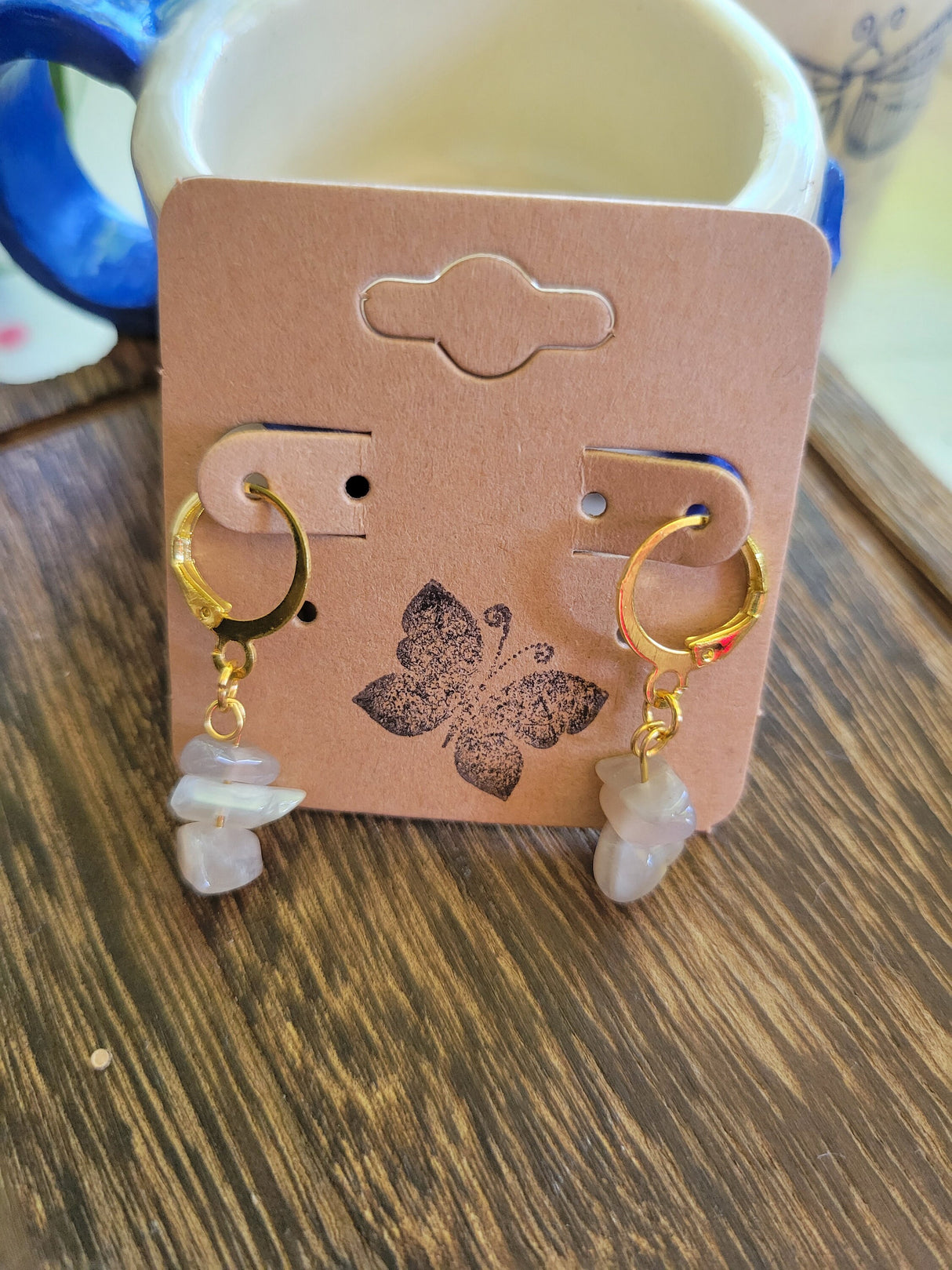 Small Crystal Dangle Earrings: Bohemian Stacked Stone Earrings