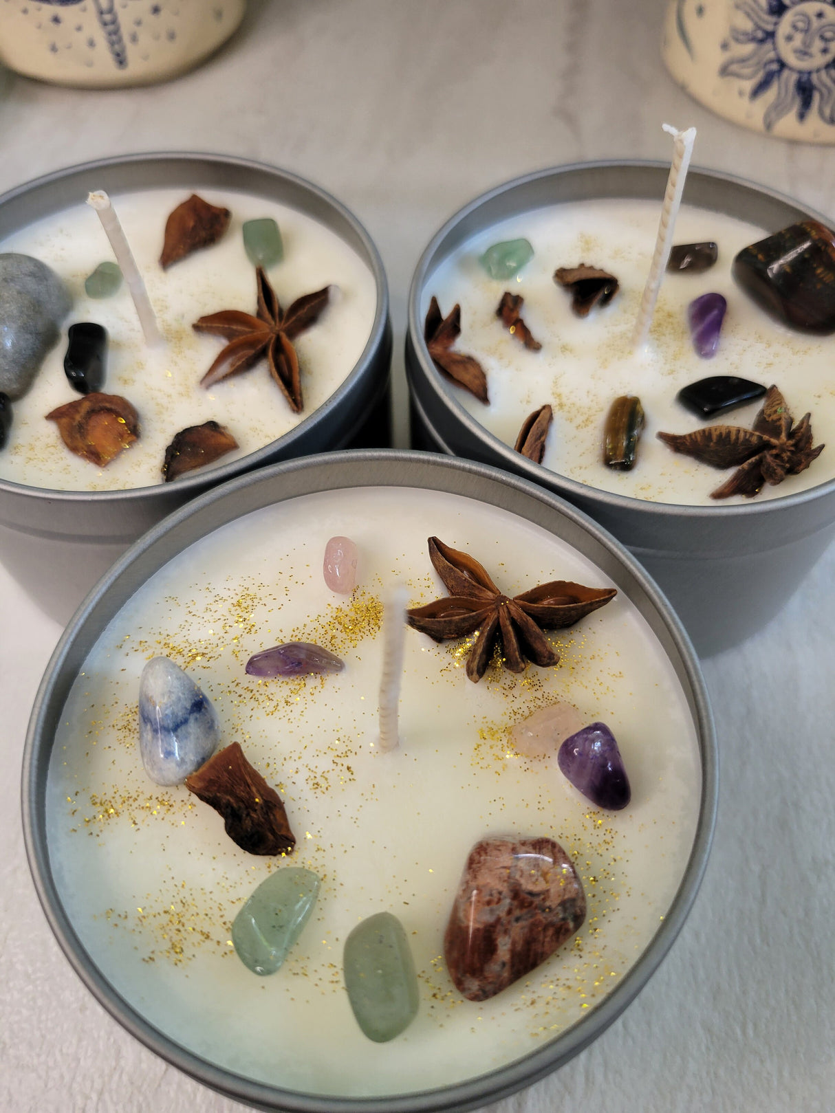 Crystal Chip Soy Candle, Hand Poured Housewarming Gift, 8oz