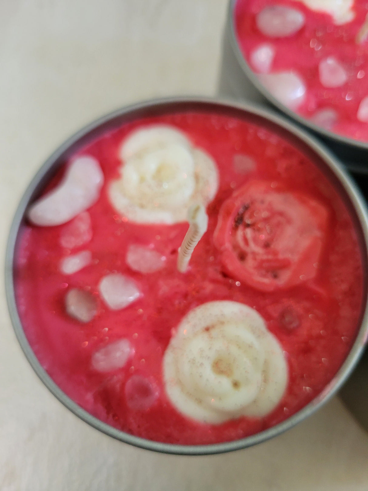 Fresh Roses Soy Candle: Crystal Infused, Aromatherapy Love Candle