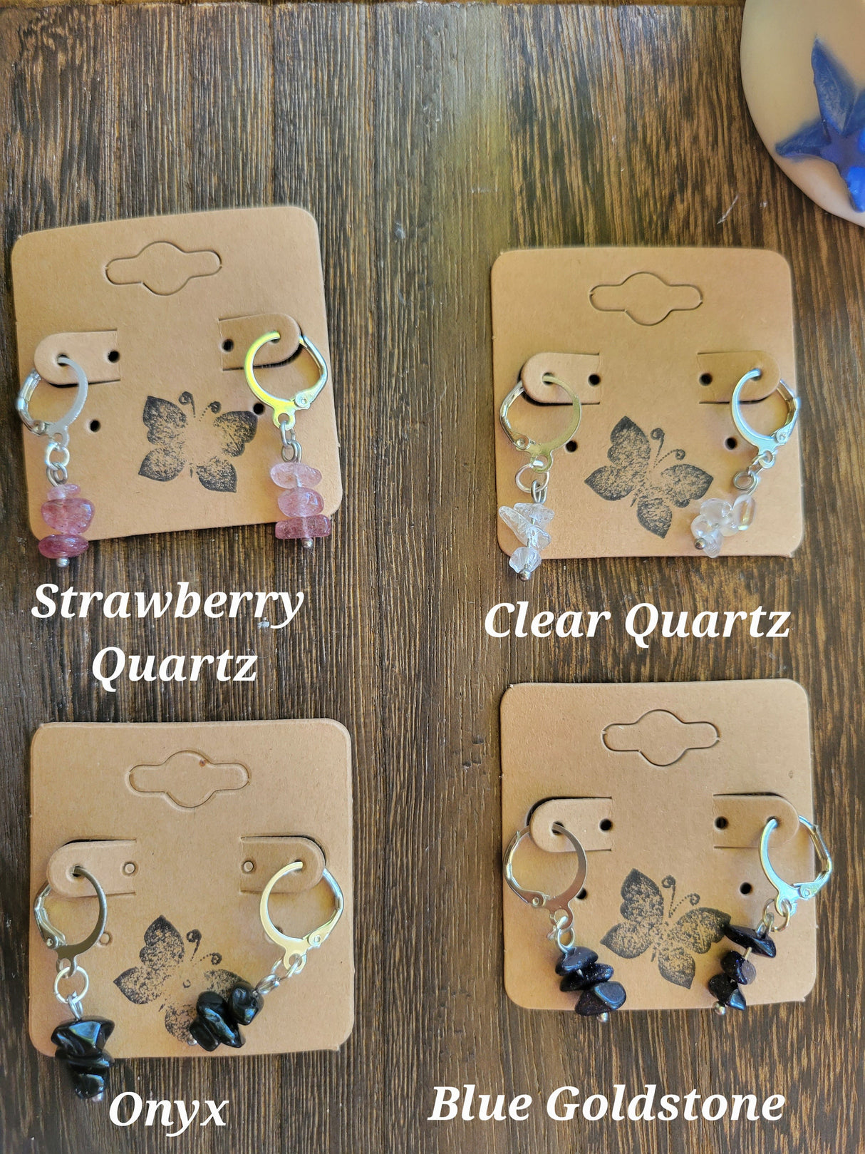 Small Crystal Dangle Earrings: Bohemian Stacked Stone Earrings