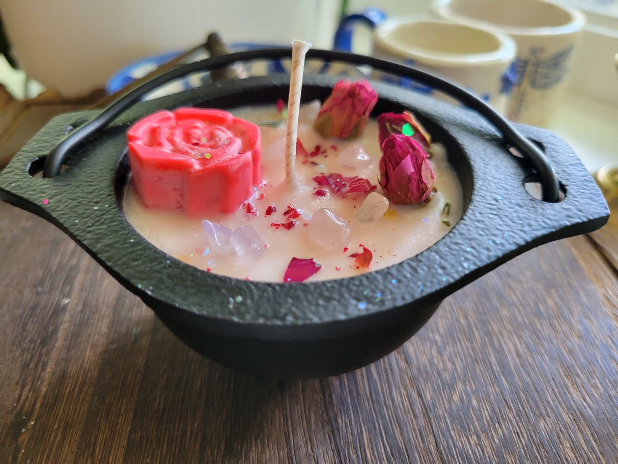 Small cauldron soy candle intention candle