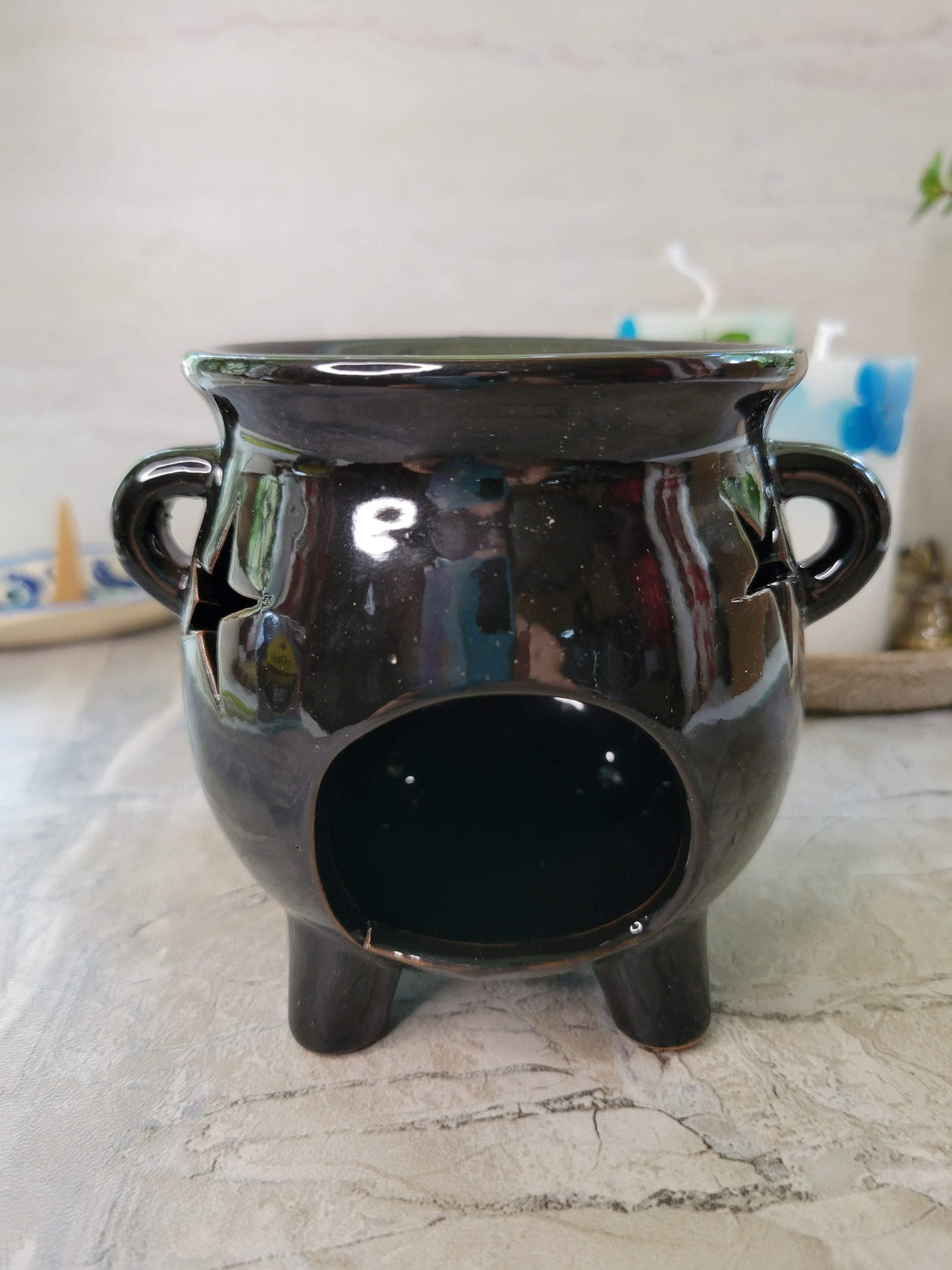 Ceramic cauldron oil burner , wax warmer, metaphysical décor, handmade ceramic
