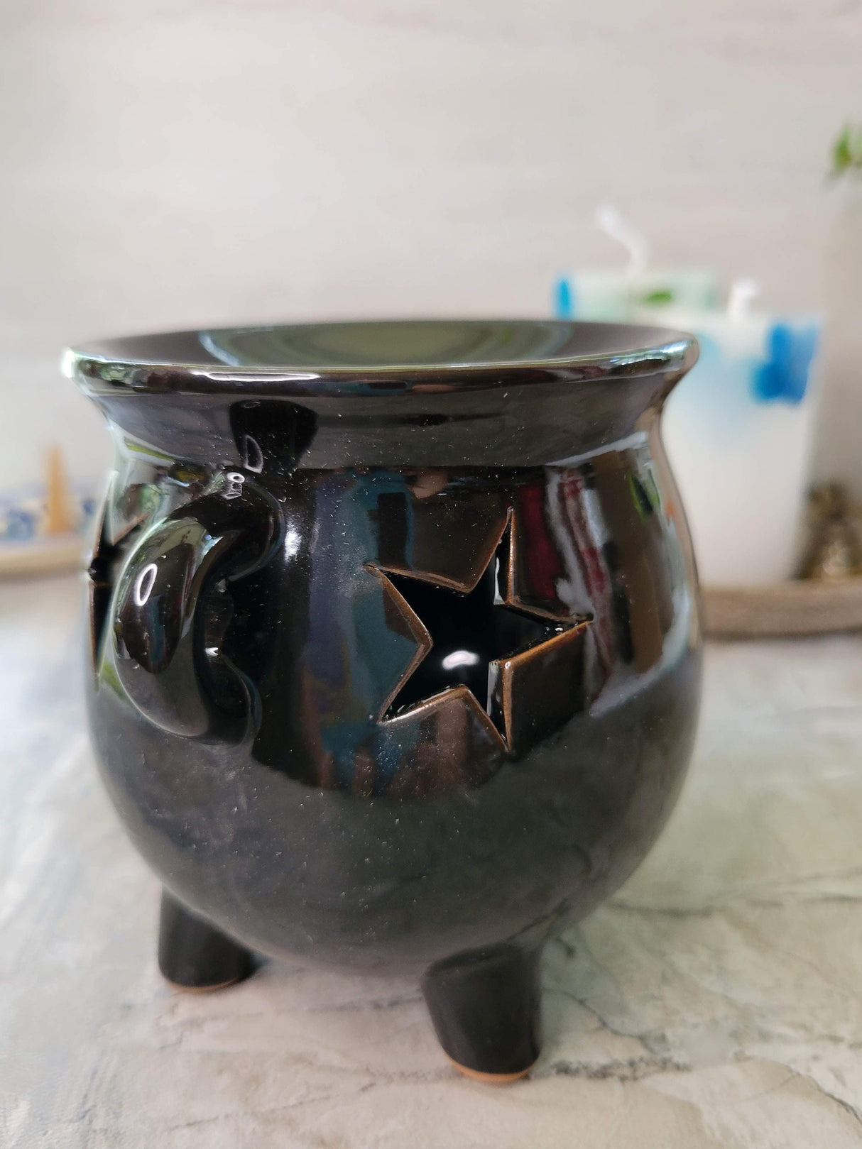 Ceramic cauldron oil burner , wax warmer, metaphysical décor, handmade ceramic