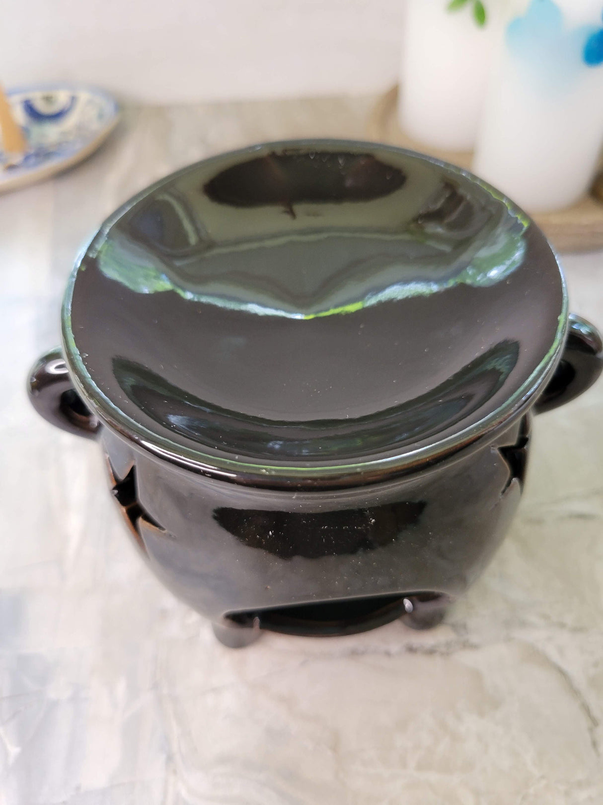 Ceramic cauldron oil burner , wax warmer, metaphysical décor, handmade ceramic