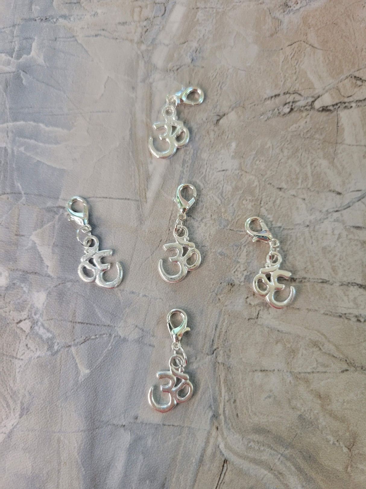 Charm triple moon , pentacle, om ,crescent moon with lobster claw clasps 5 pendants set