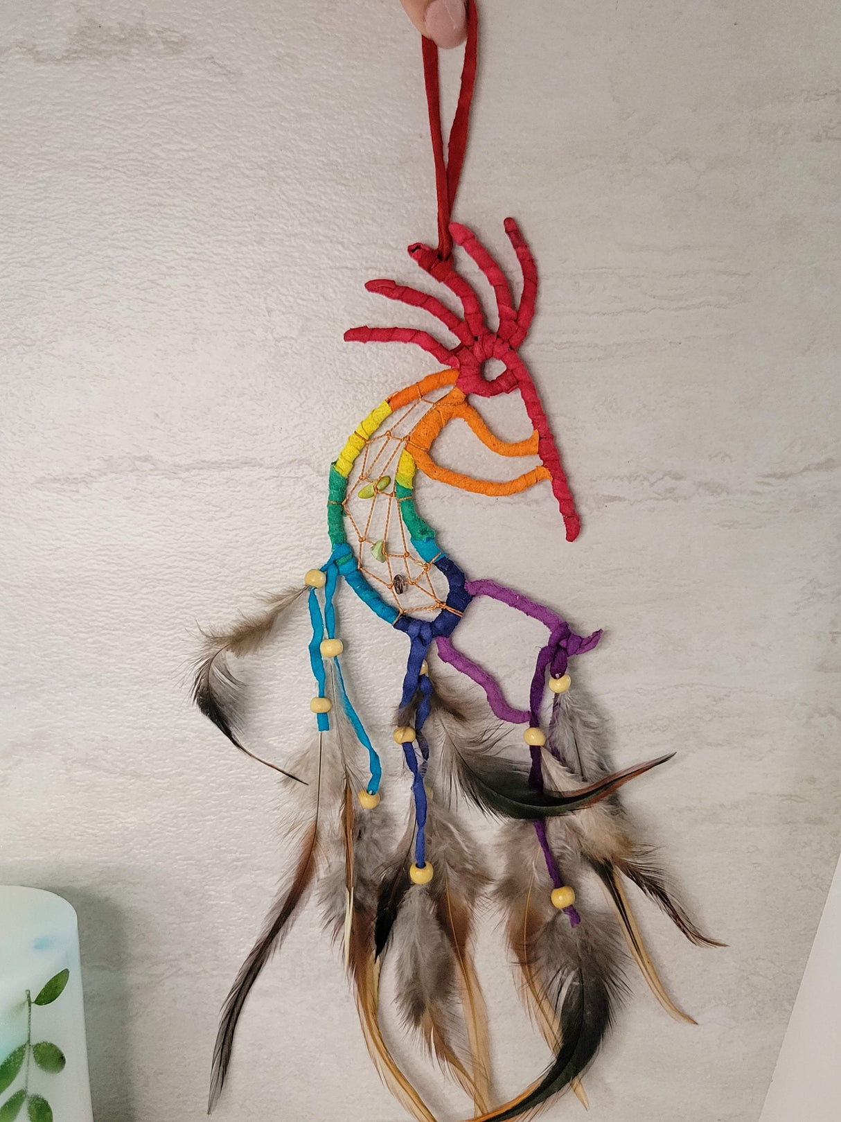 Kokopelli Dreamcatcher: Multi-Colored Beaded Wall Art