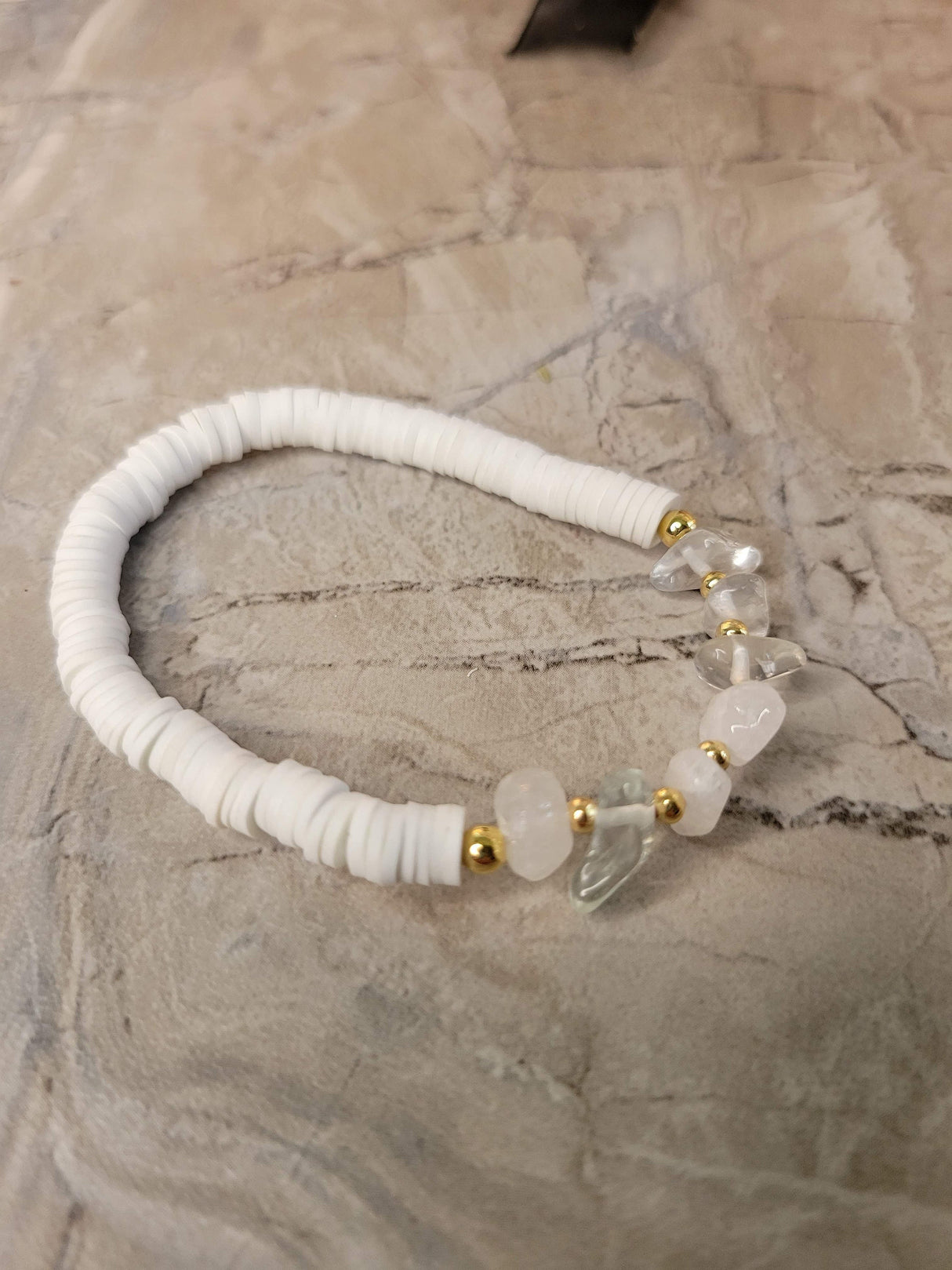Evil Eye & Quartz Crystal Chip Bracelet Set - Handmade