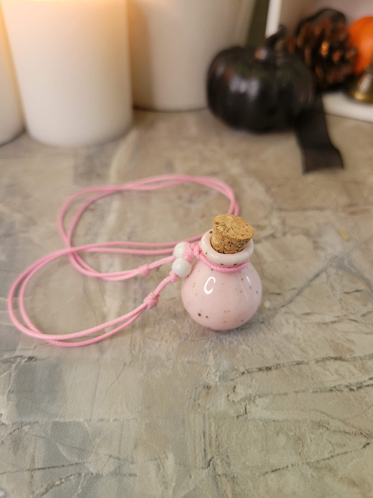 Ceramic perfume bottle pendant necklace , essential oil vial necklace