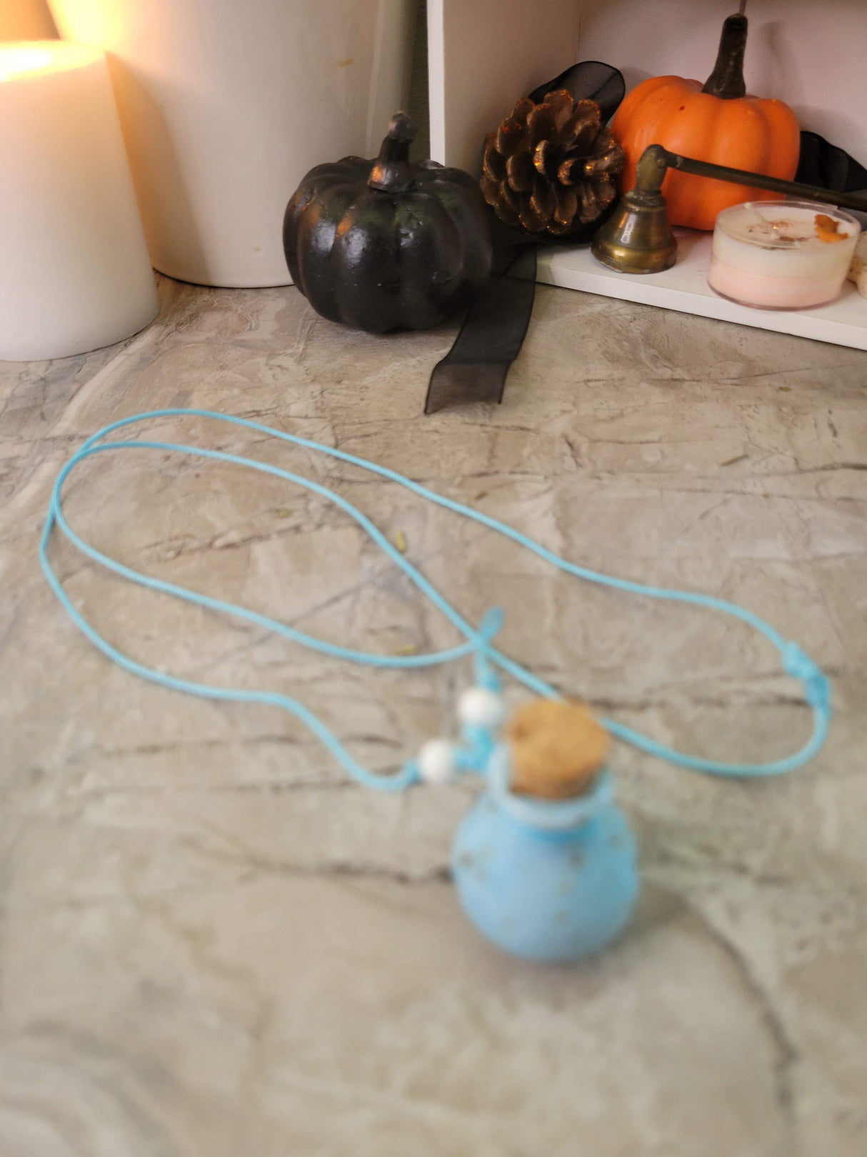 Ceramic perfume bottle pendant necklace , essential oil vial necklace