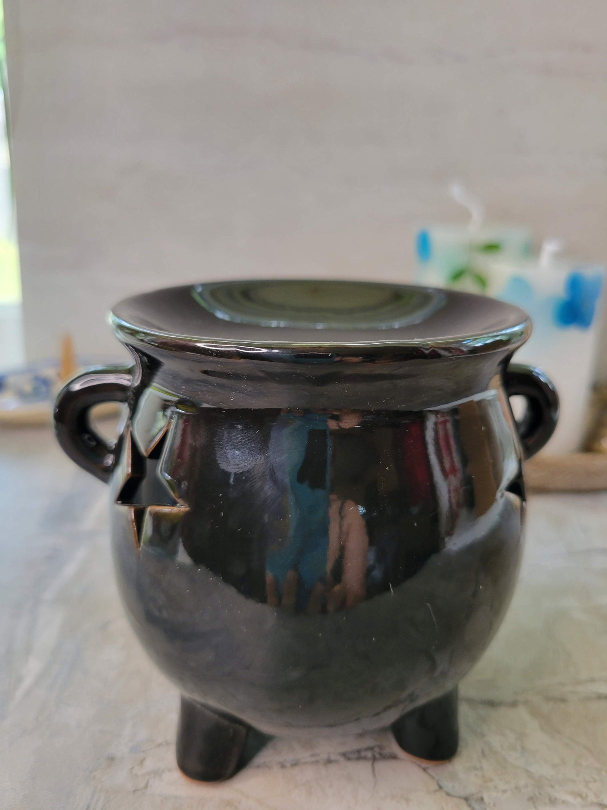 Ceramic cauldron oil burner , wax warmer, metaphysical décor, handmade ceramic