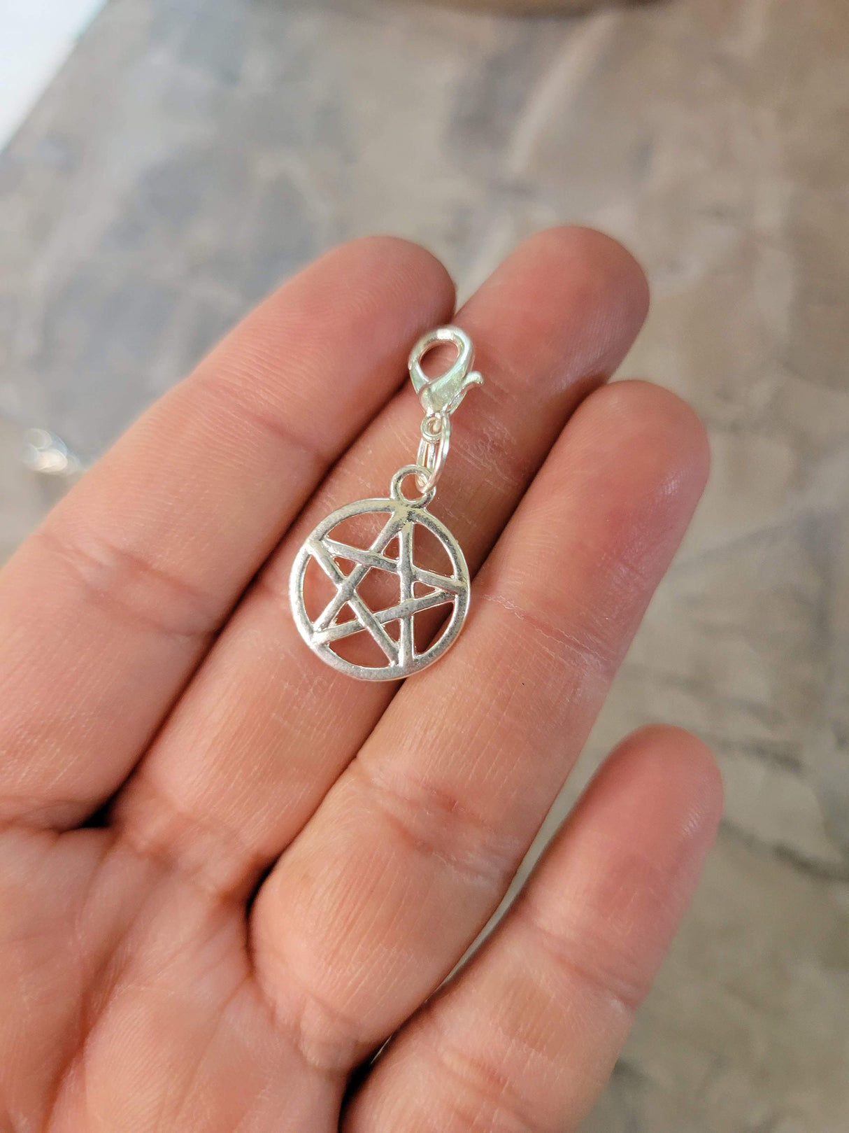 Charm triple moon , pentacle, om ,crescent moon with lobster claw clasps 5 pendants set
