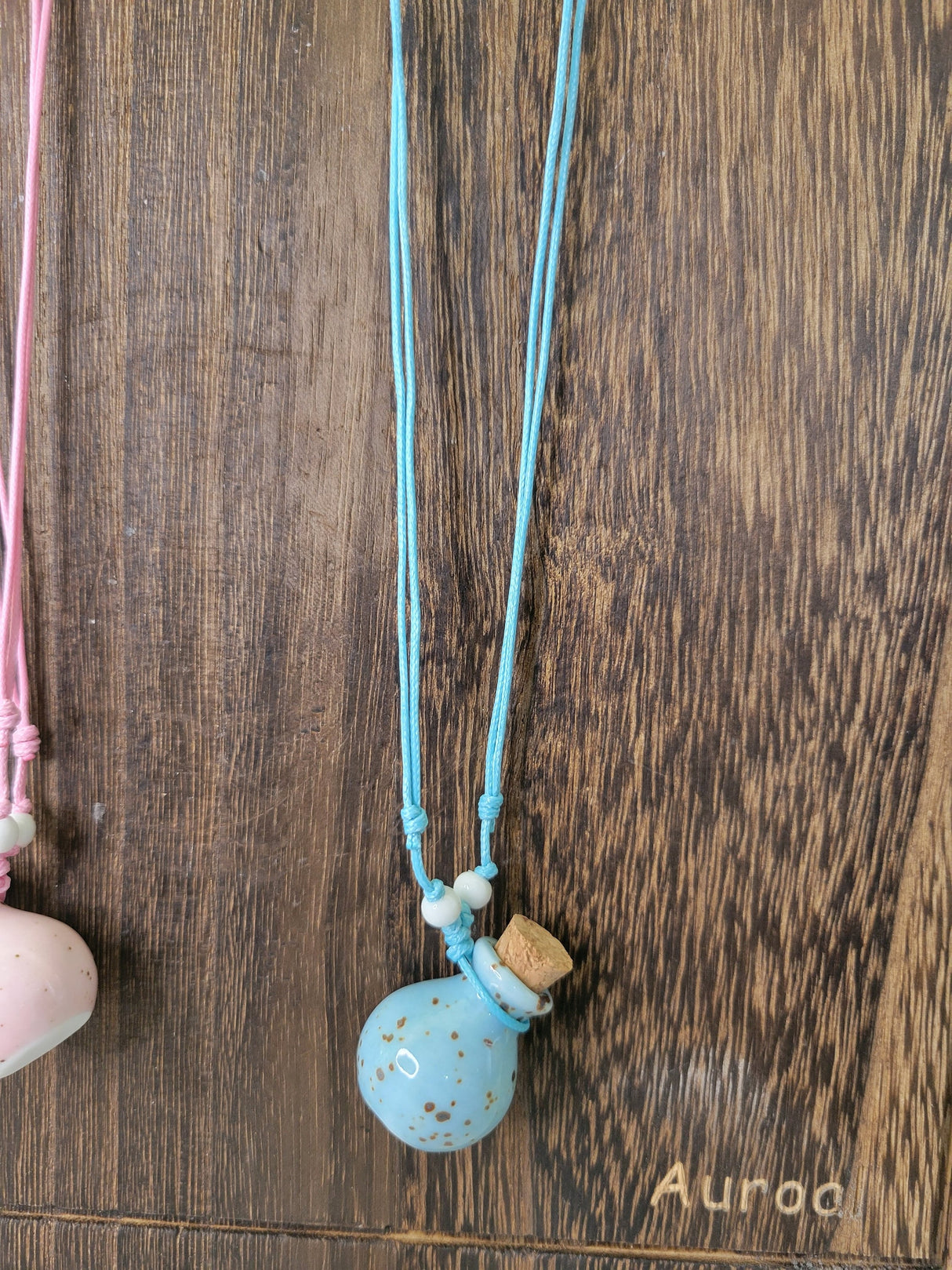 Ceramic perfume bottle pendant necklace , essential oil vial necklace
