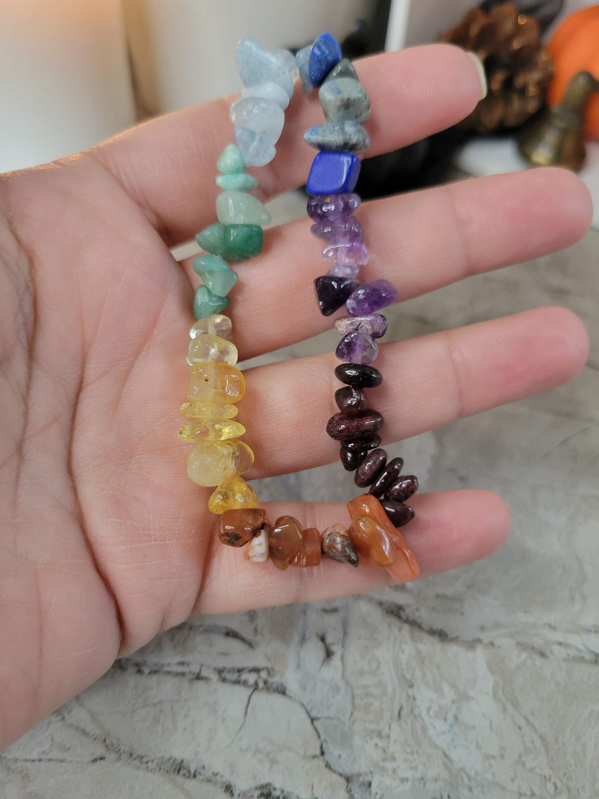Chakra gemstone stretch bracelets, with crystal threads, handmade stretch bracelets