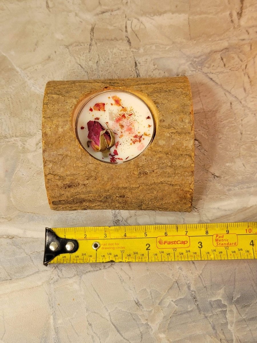 Natural Wood Tealight Holder: Rustic Candlestick