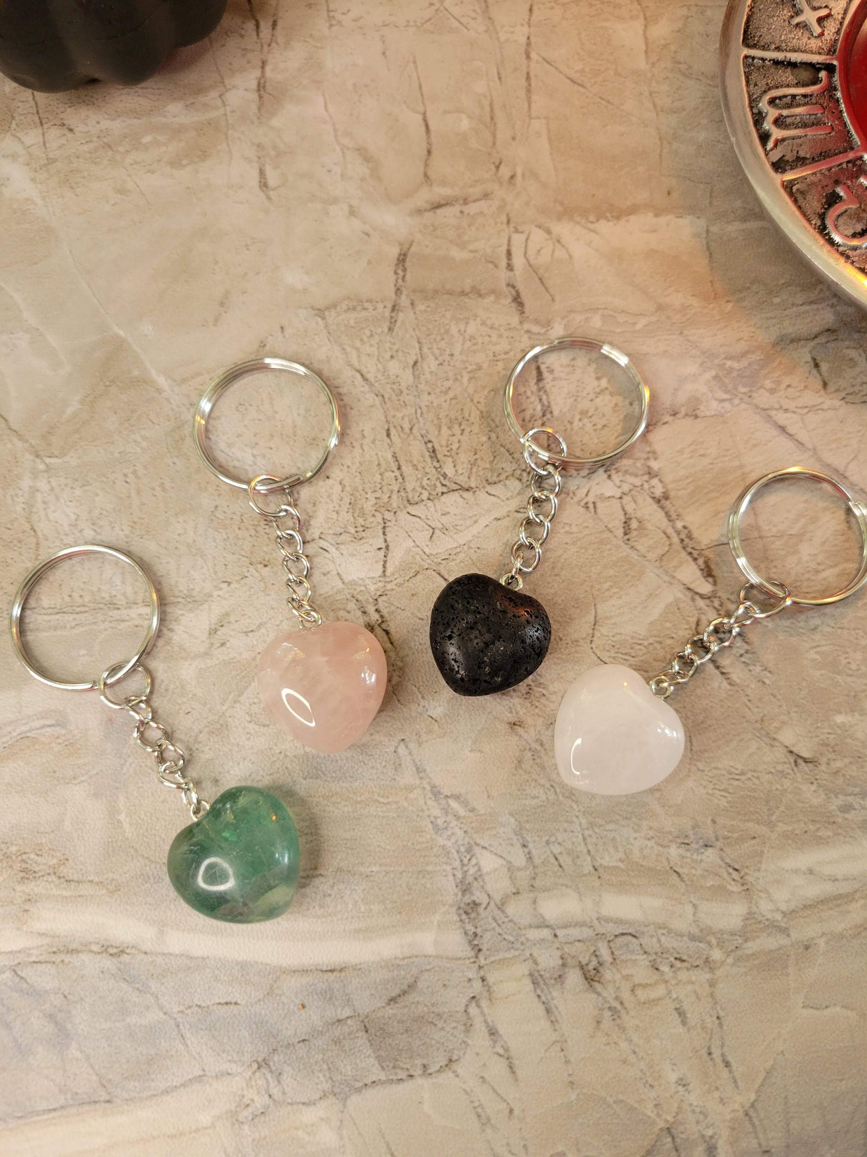 Heart Crystal Keychain: Natural Gemstone Keyring
