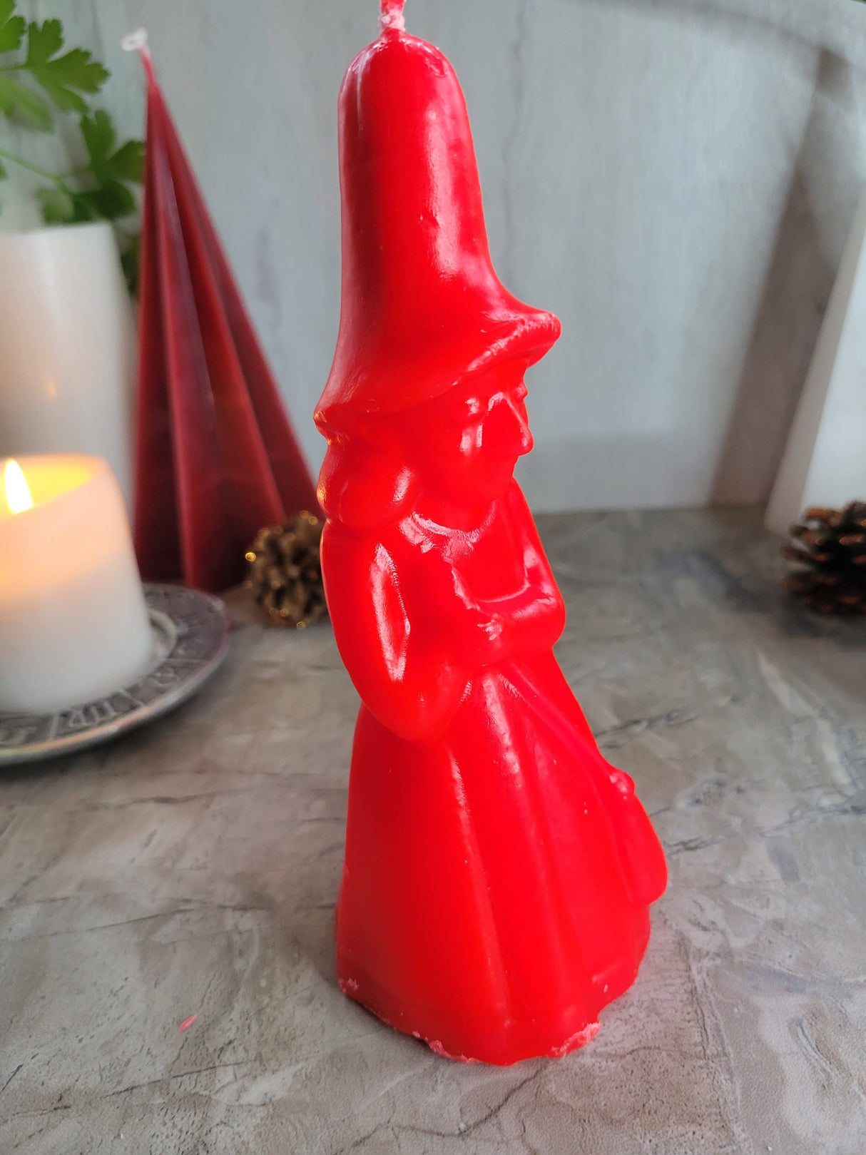 Handmade Witch Figurine Candle with Broom