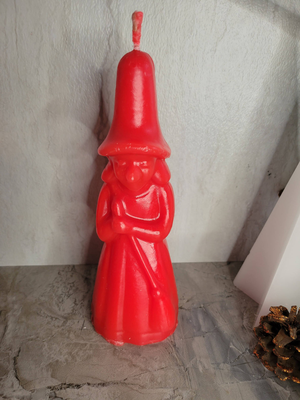 Handmade Witch Figurine Candle with Broom