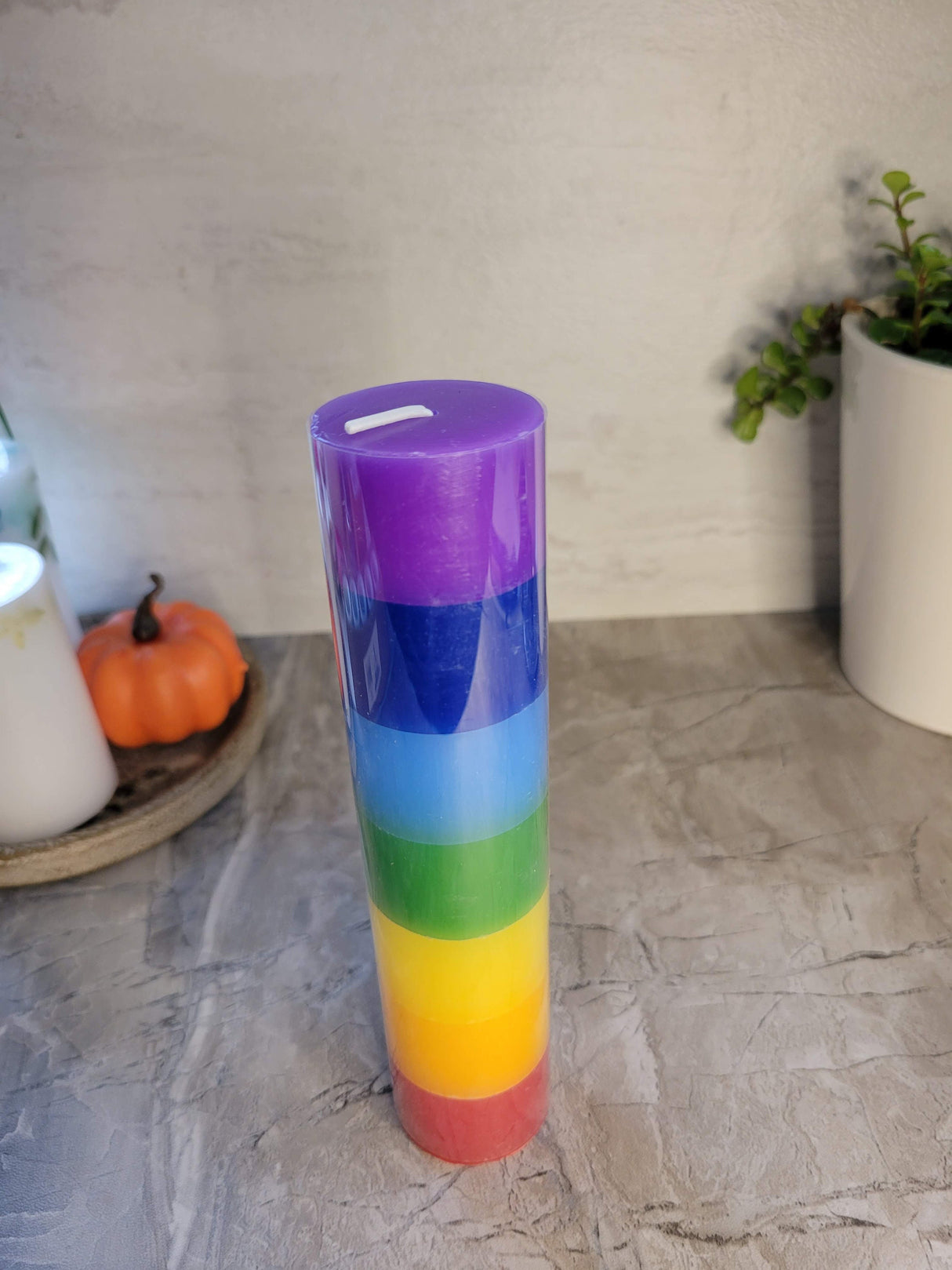 Handmade Seven Chakras Layered Candle: Unscented Meditation Candle