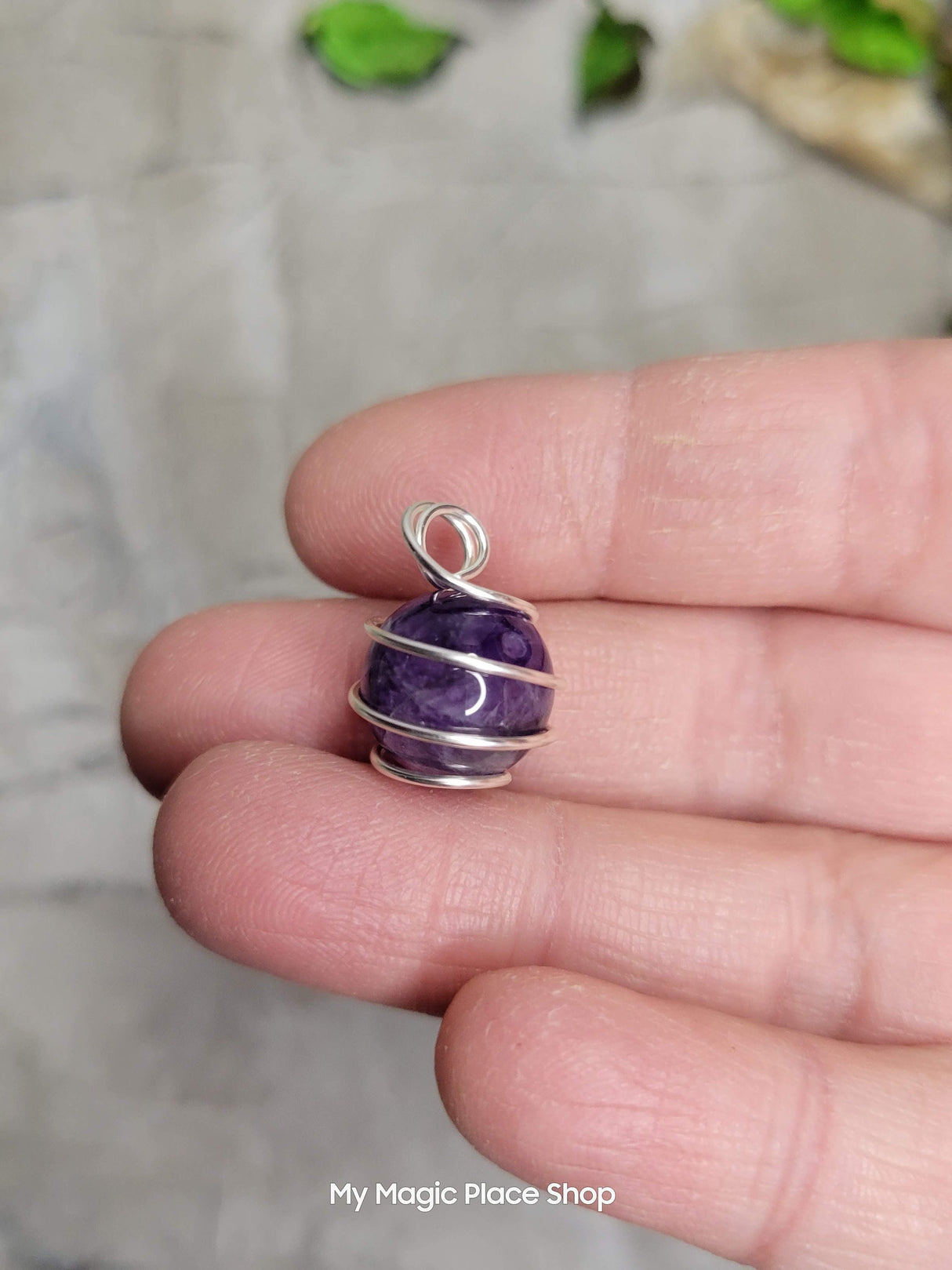 Crystal Beads Wire Wrapped Pendant Handmade Necklace