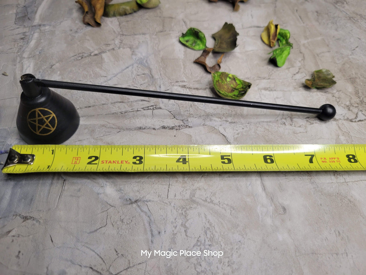 Handmade Iron Candle Snuffer: Triple Moon, Pentacle Design