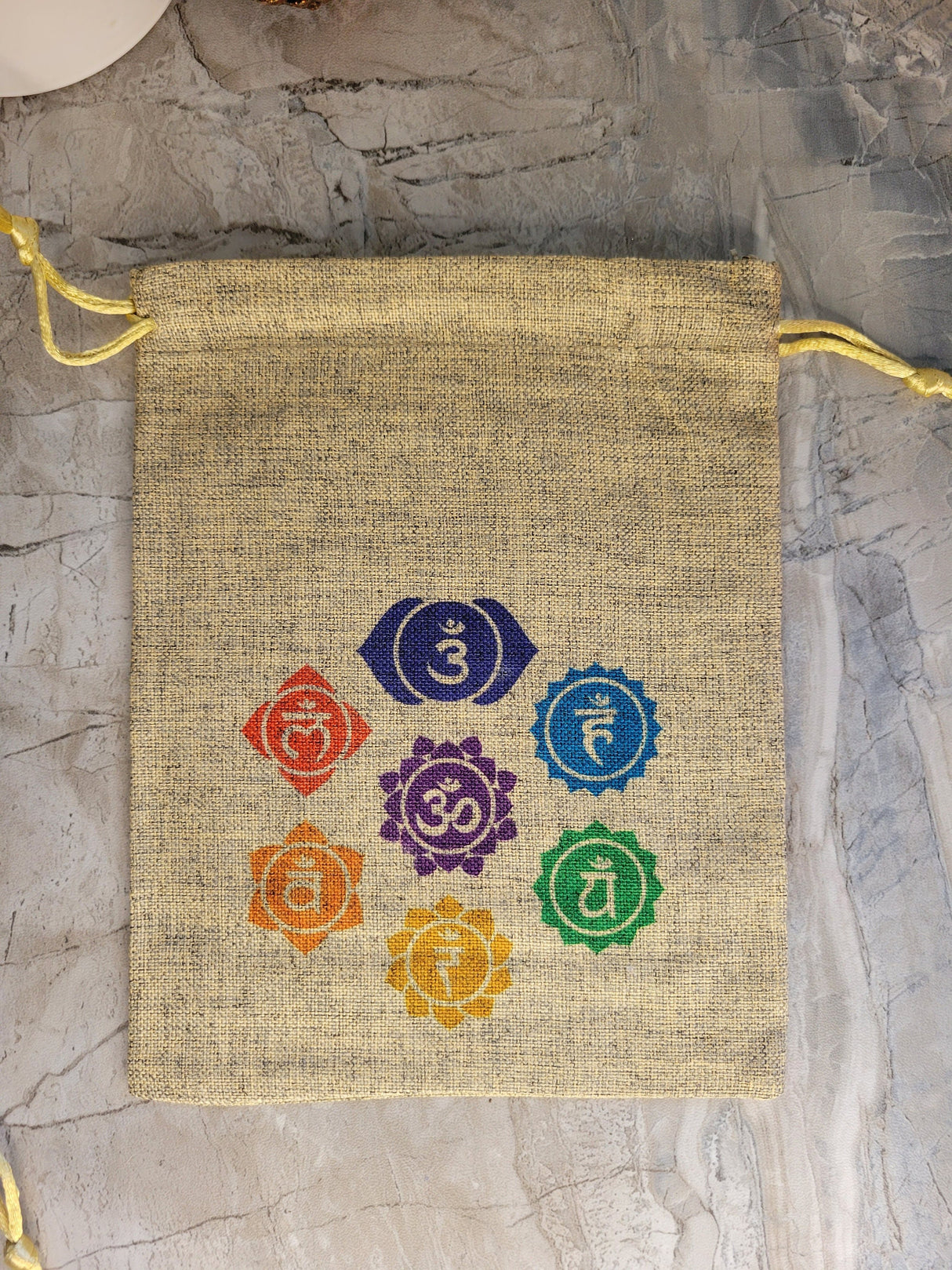 Handmade Seven Chakra Jute Pouch Set of 3