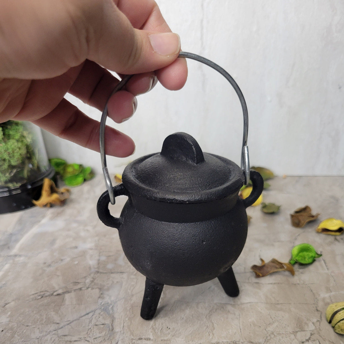 Evil Eye Soy Wax Candle Cauldron with Onyx Crystal Intention Candle Protection Candle