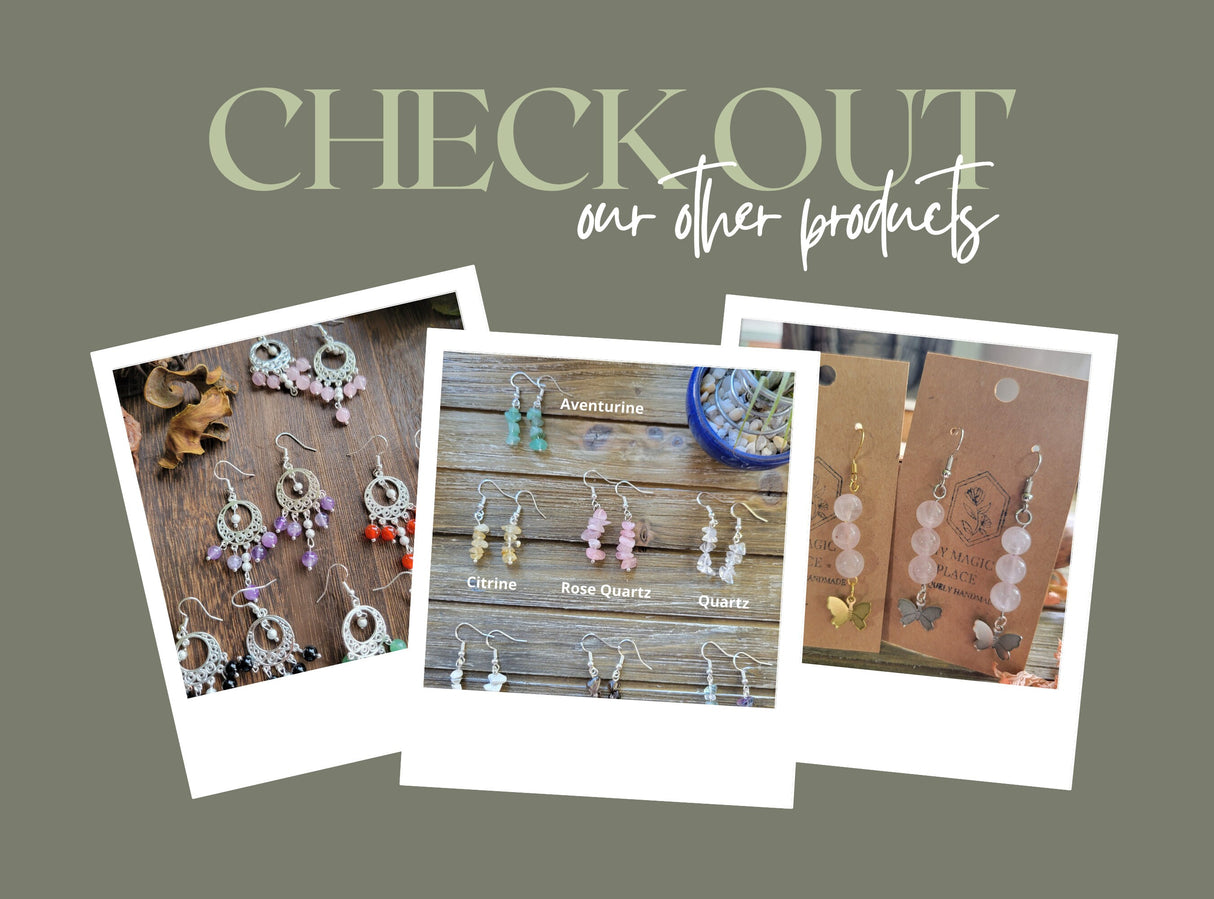 Star Charm Crystal Chip Earrings: Rose Quartz, Tourmaline, Clear Quartz