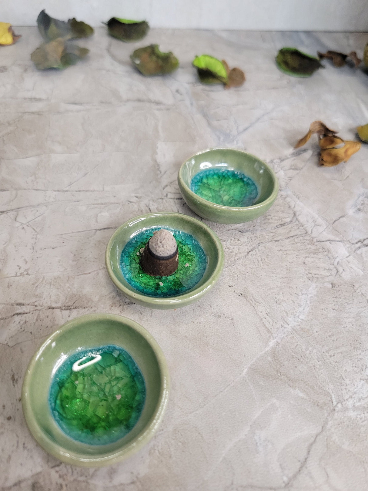 Handmade Ceramic Incense Cone Holder: Small Stoneware Dish