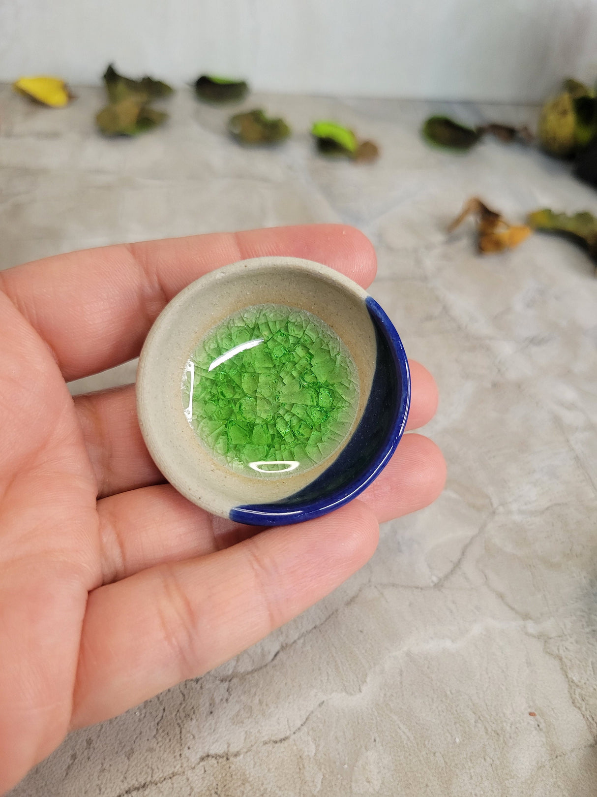 Handmade Ceramic Incense Cone Holder: Small Stoneware Dish
