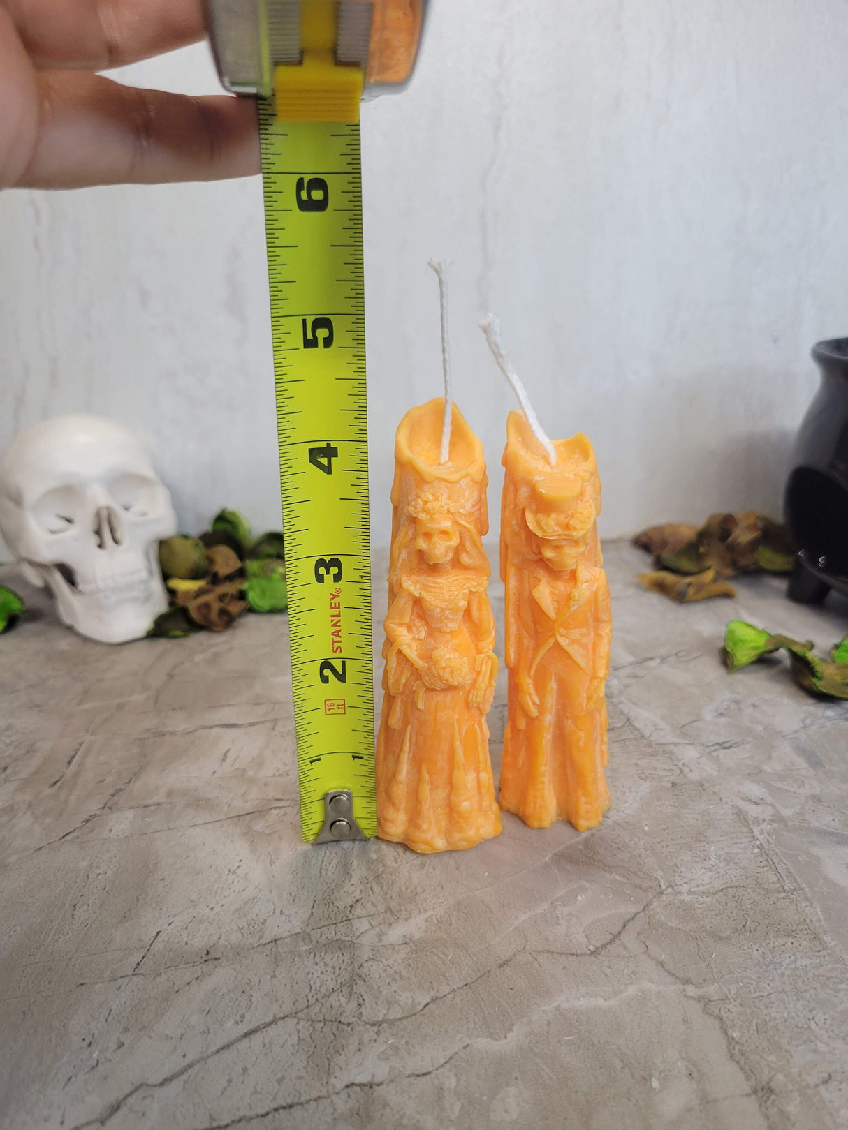 Bride and Groom Skeleton Candle Set