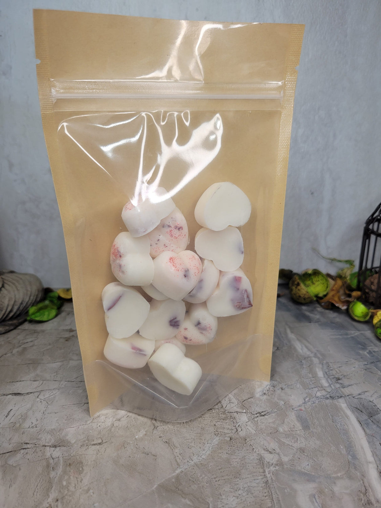 Roses Hearts Wax Melts with Flowers Handmade Melts