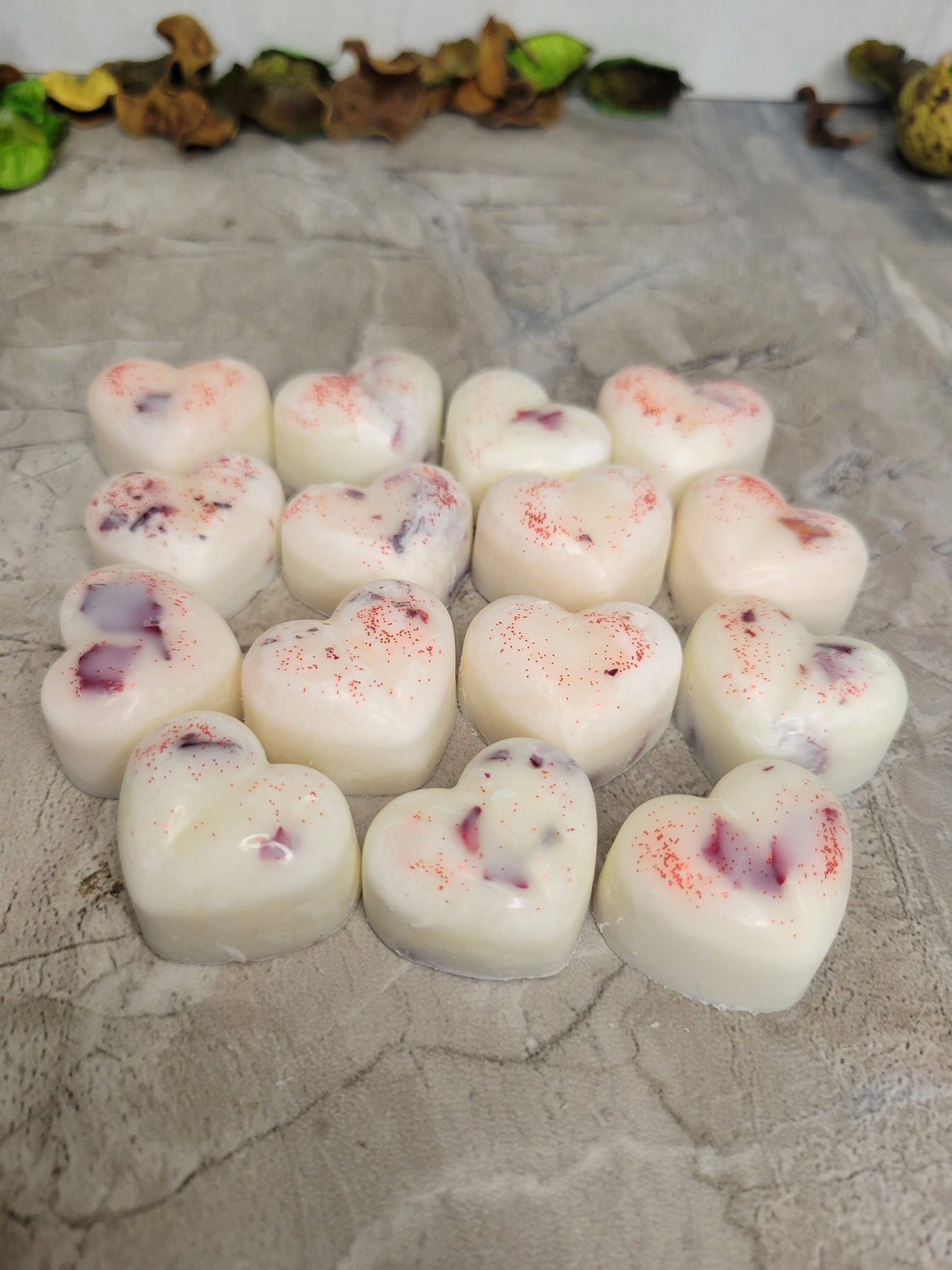 Roses Hearts Wax Melts with Flowers Handmade Melts