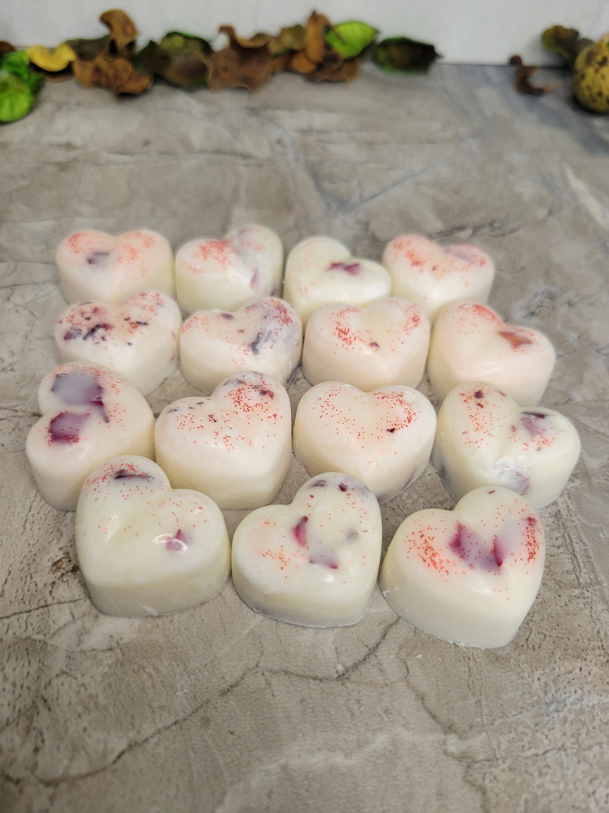 Roses Hearts Wax Melts with Flowers Handmade Melts