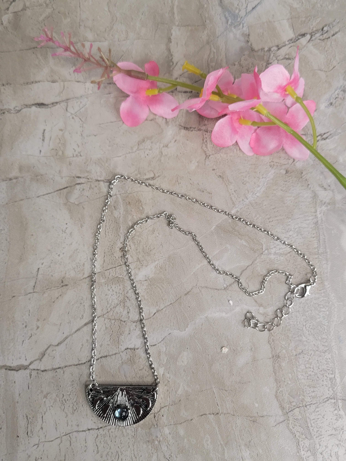 Phases of the Moon Necklace , Antique Silver, Witch Necklace