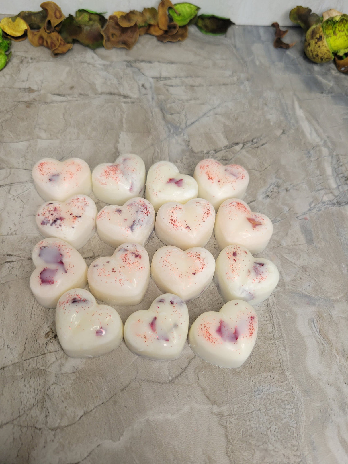Roses Hearts Wax Melts with Flowers Handmade Melts