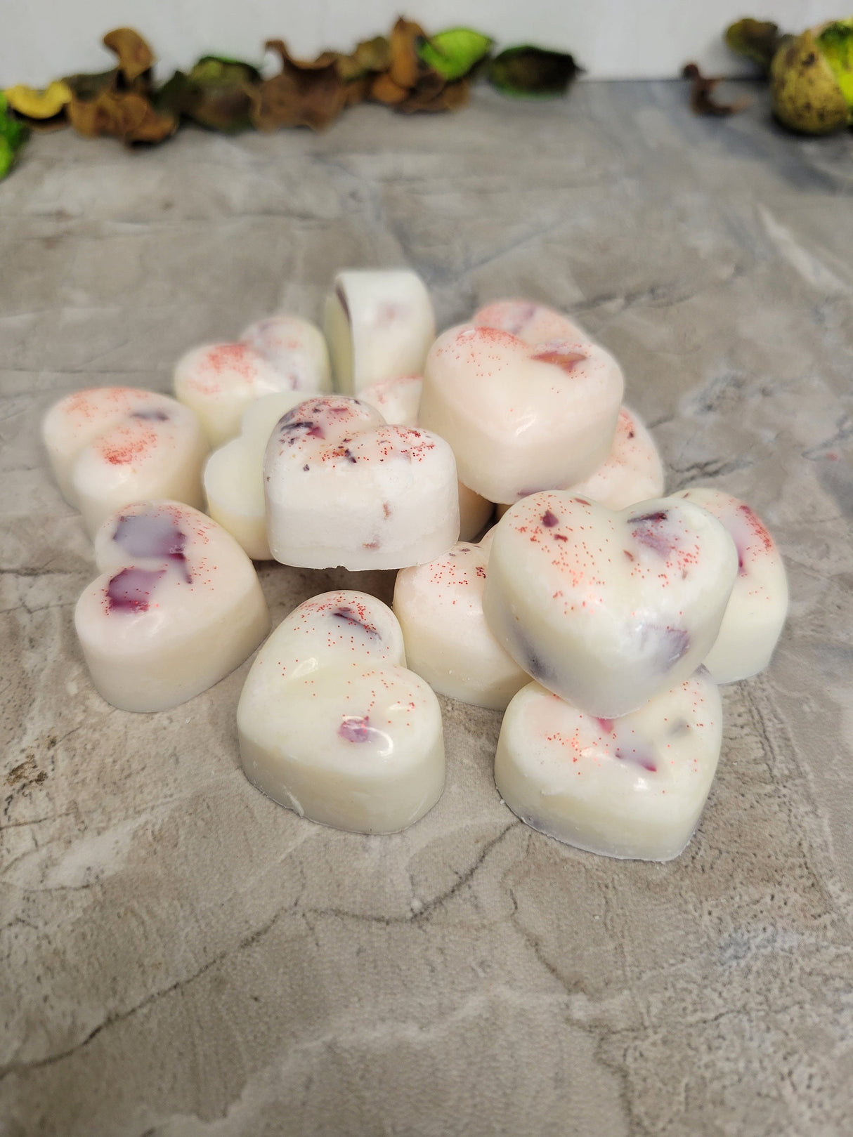 Roses Hearts Wax Melts with Flowers Handmade Melts