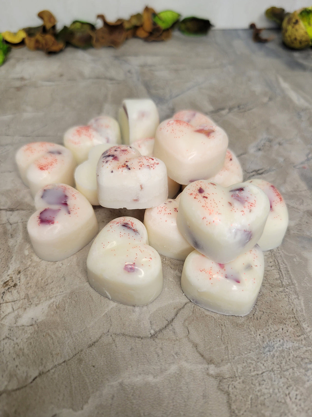Roses Hearts Wax Melts with Flowers Handmade Melts