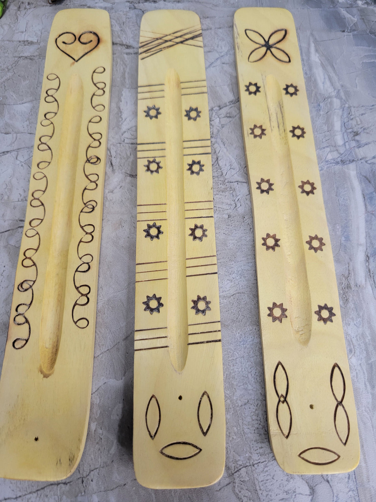 Engraved Wood Incense Holder: 10-Inch Ash Catcher