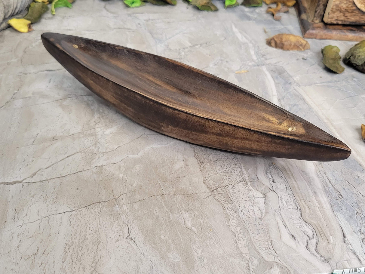Canoe Wood Double Incense Burner: Small Incense Holder