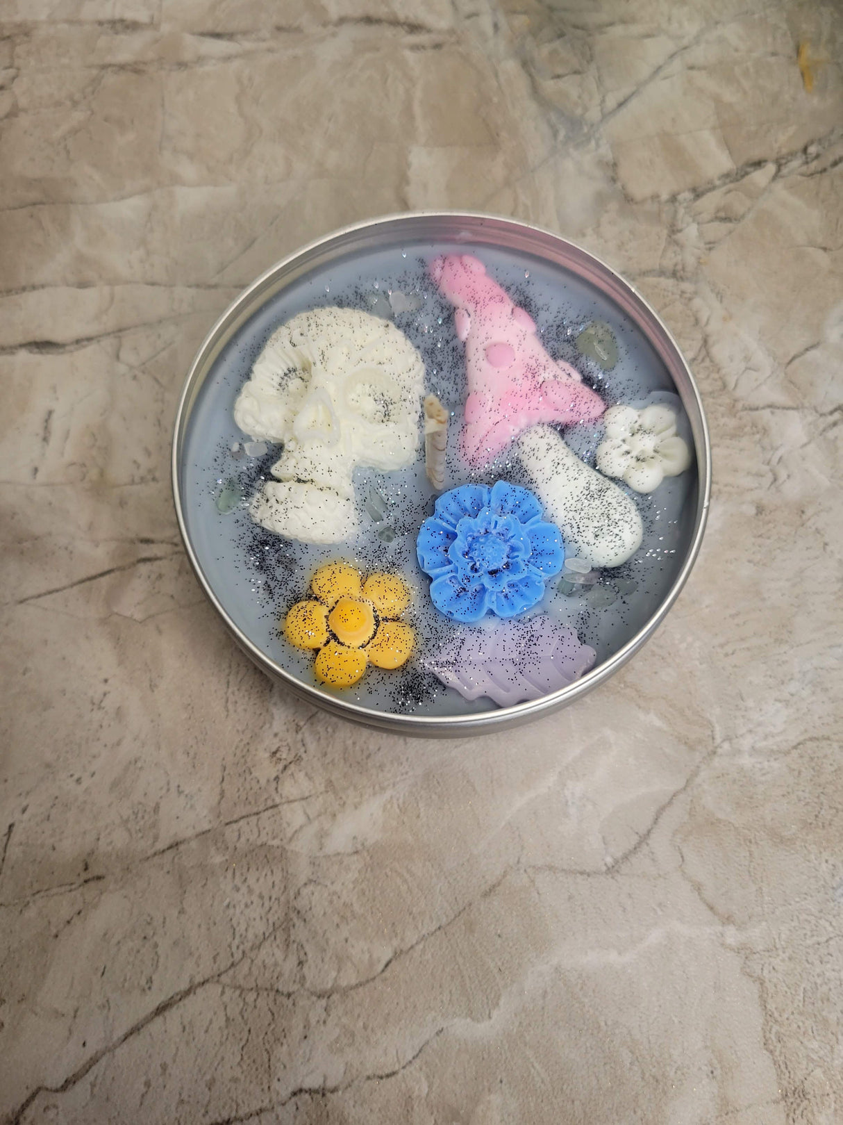Witchy Skull Soy Candle with Black Amber Lavender - Intention Ritual Jar Candle