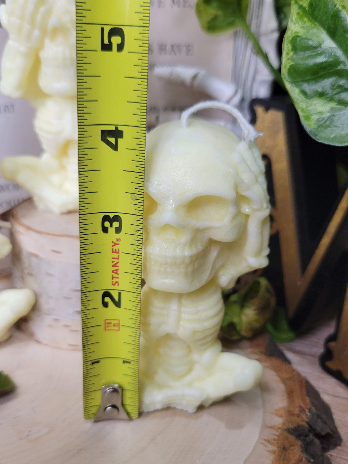 Handmade Skeleton Palm Wax Candle, Hear See Speak No Evil, Sculptural Candle