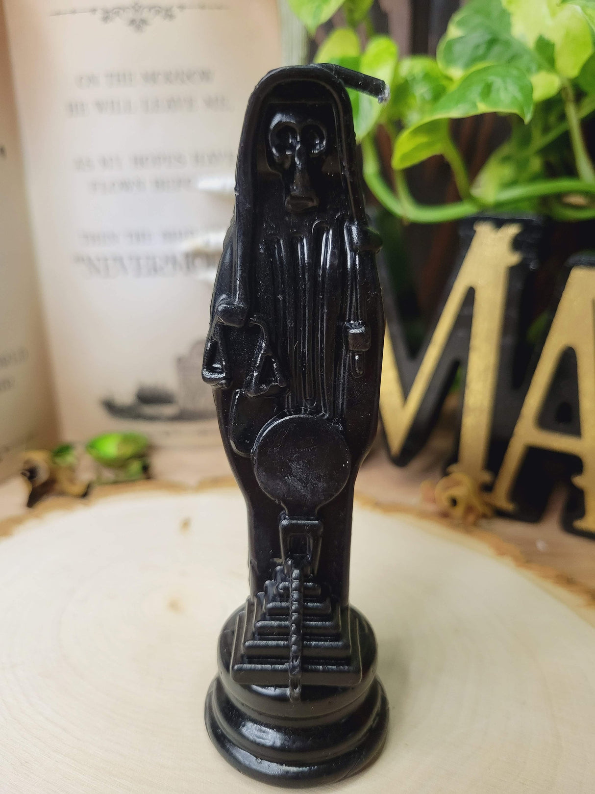 Santa Muerte Candle, Red or Black, Handmade Offering Candle