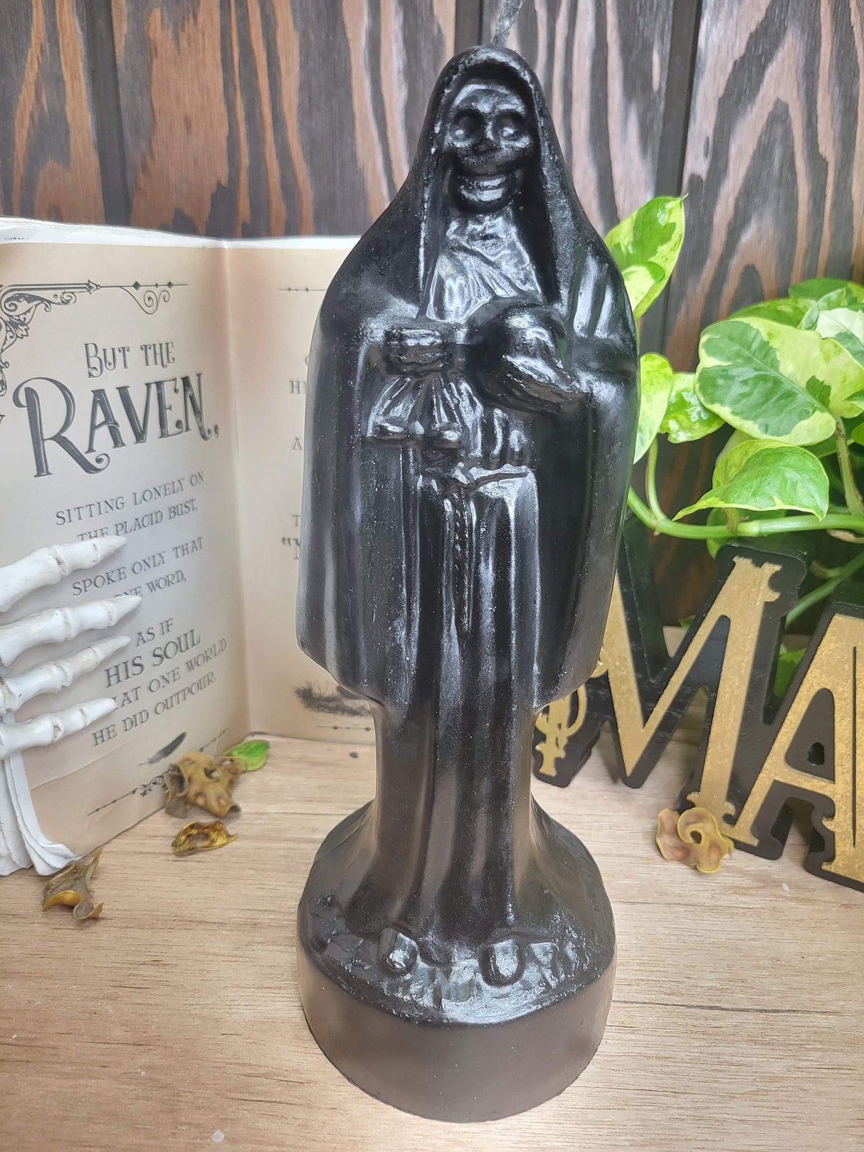 Santa Muerte Candle: Big Holy Black Handmade Offering Candle