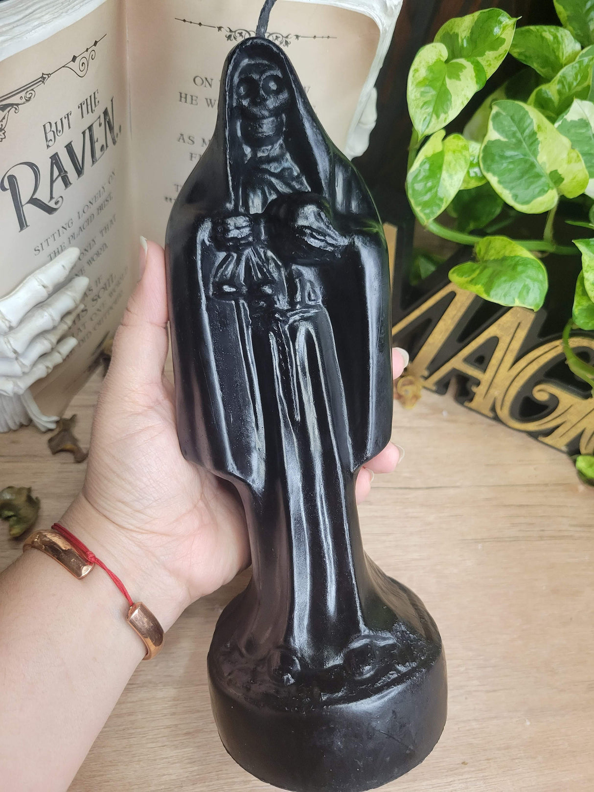 Santa Muerte Candle: Big Holy Black Handmade Offering Candle