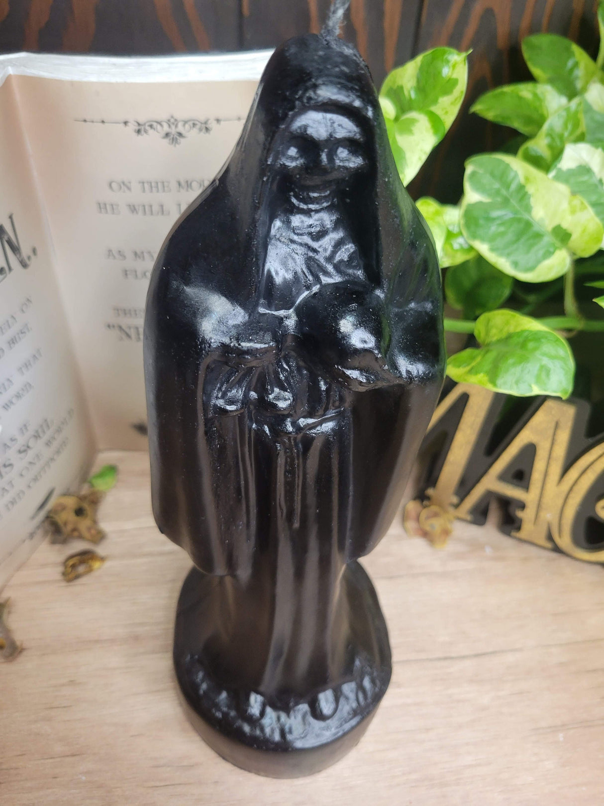 Santa Muerte Candle: Big Holy Black Handmade Offering Candle