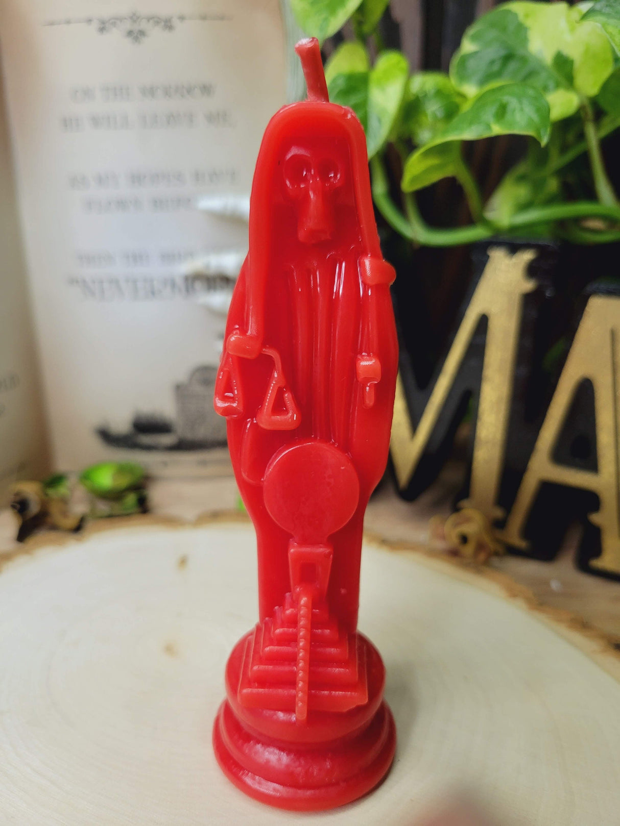 Santa Muerte Candle, Red or Black, Handmade Offering Candle