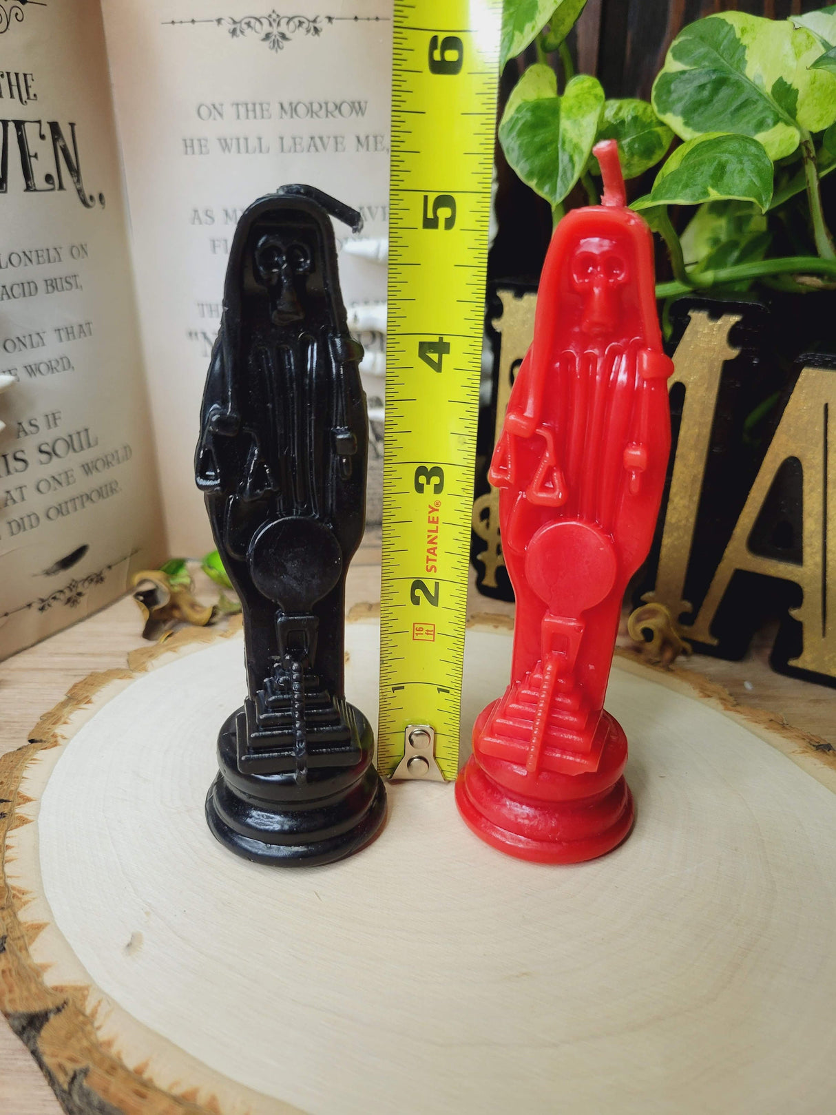 Santa Muerte Candle, Red or Black, Handmade Offering Candle