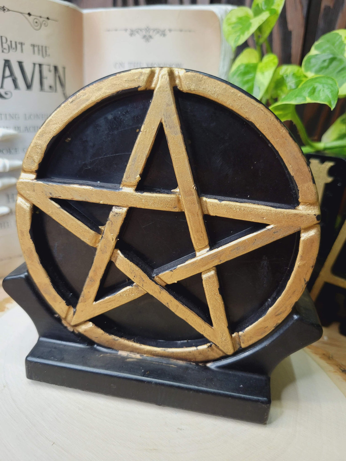 Pentagram Altar Candle: Black & Silver Handmade Wiccan Decor